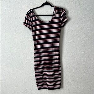 Striped Black, White, and Red Dress